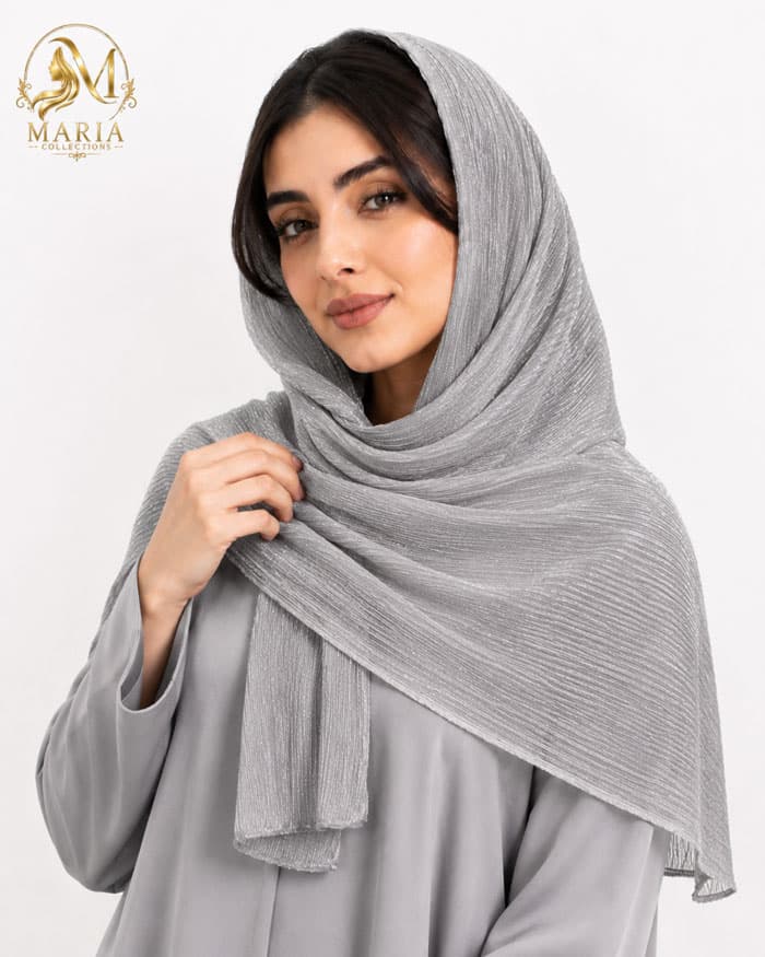 شال شاین حریر زنانه رنگ نقره‌ای