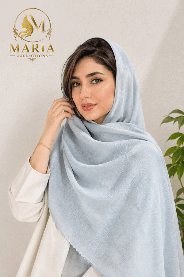 شال ظریف و خنک زنانه آبی کمرنگ