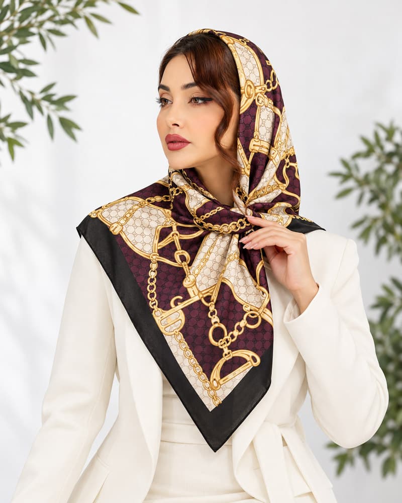 روسری وارداتی حلقه قواره ۱۴۰ رنگ زرشکی -110192