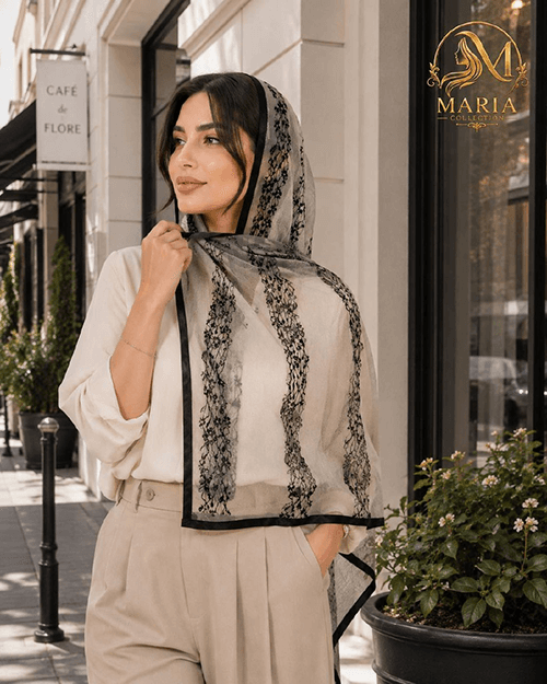 شال پینترستی وارداتی شکوفه مشکی