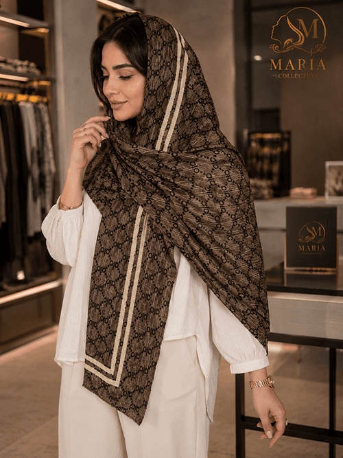 شال پلیسه شاین چاپی زنانه