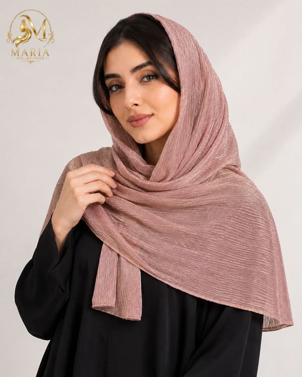شال شاین حریر زنانه رنگ صورتی با استایل مجلسی
