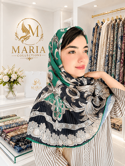 روسری مجلسی مینیمال | سبز زمردی